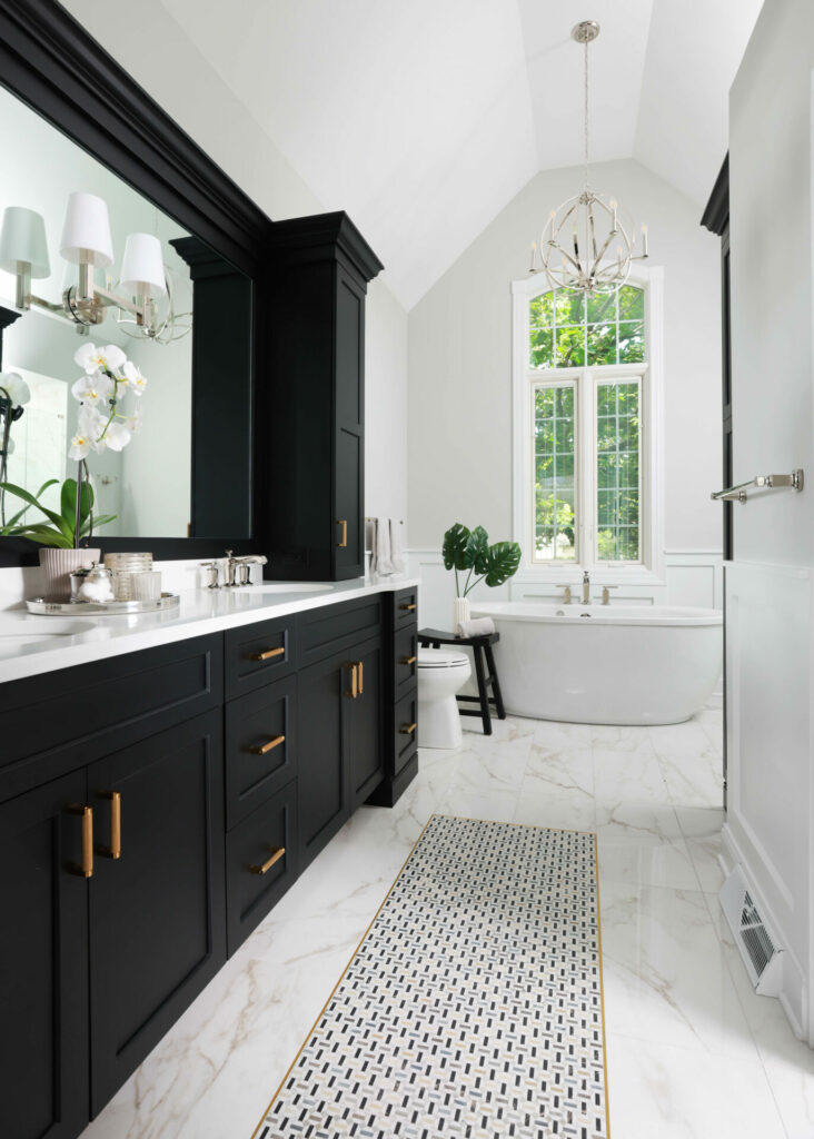 Traditional Black And White Bathroom Gets Dramatic Normandy Remodeling Normandy Remodeling