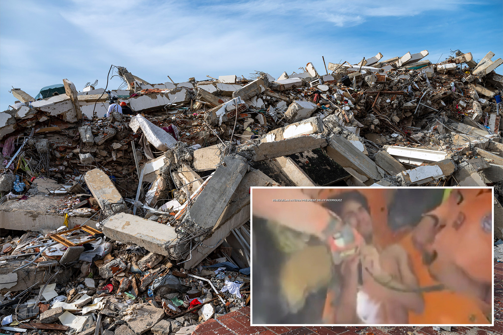 Dramatic footage shows man being pulled from Venezuelan earthquake rubble after being trapped for over 100 hours