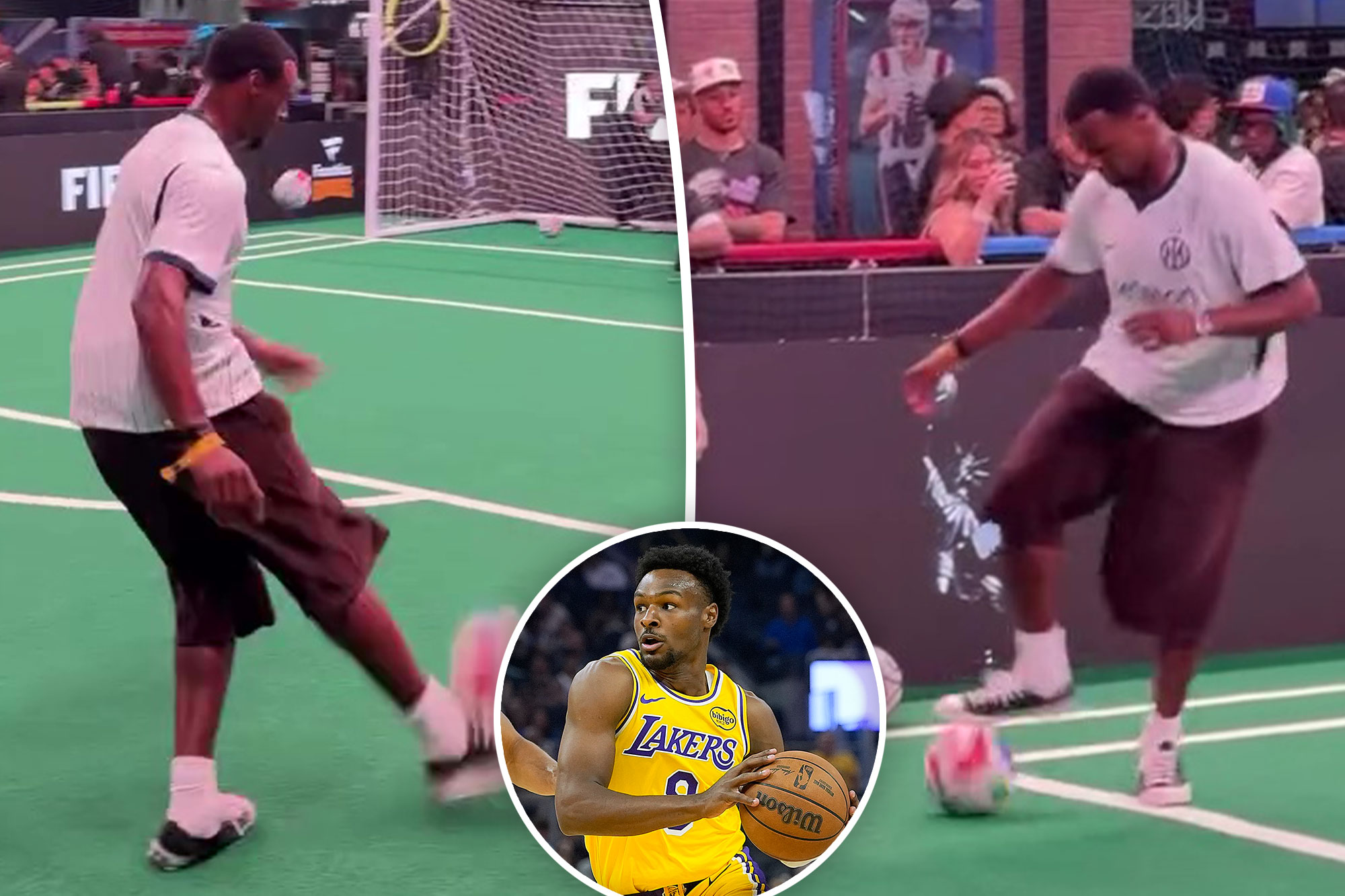 Lakers’ Bronny James shows off soccer skills ahead of World Cup final