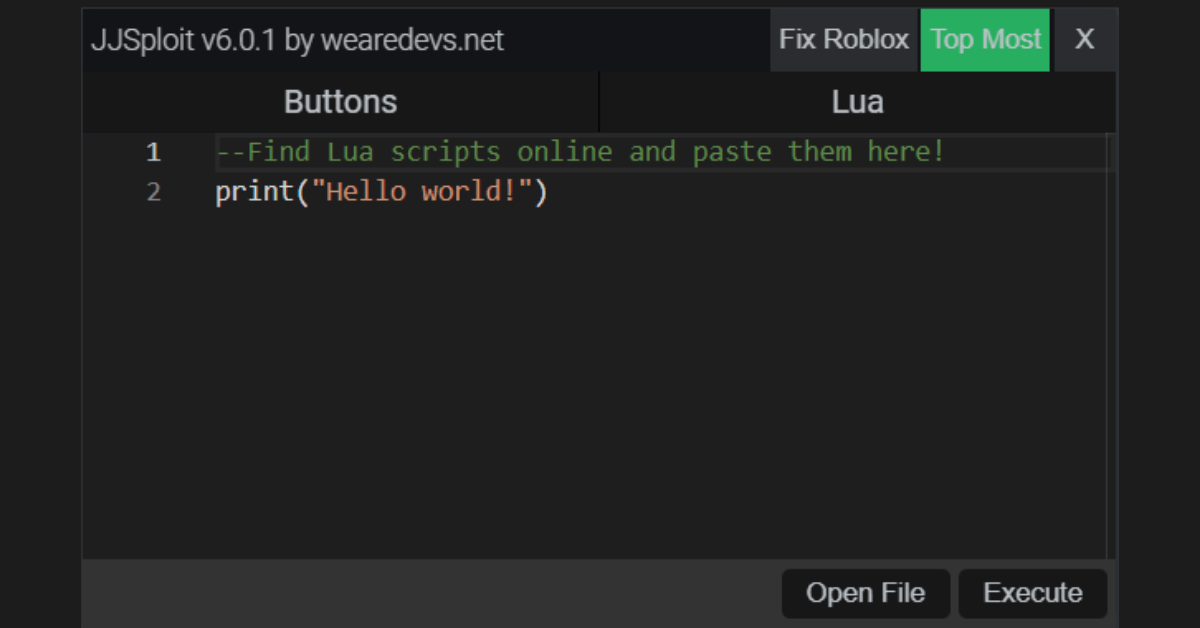 Interface of JJSploits roblox executor