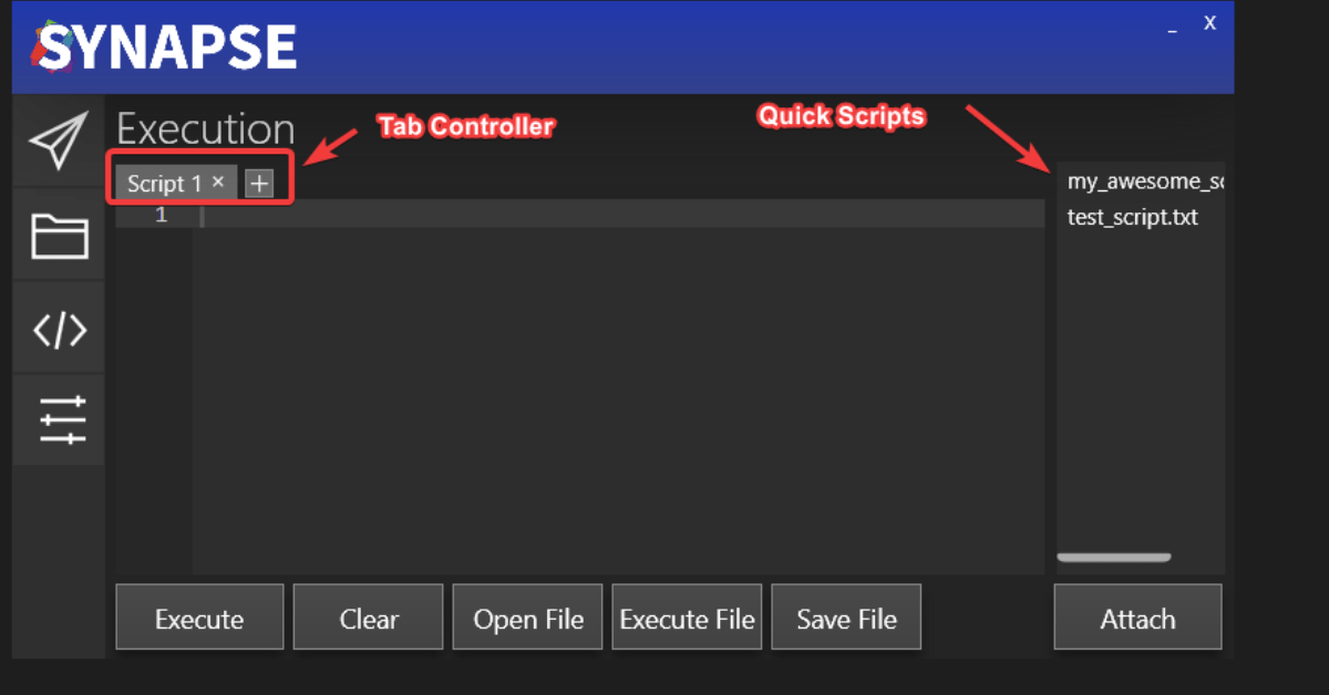 Interface of Synapse roblox executor