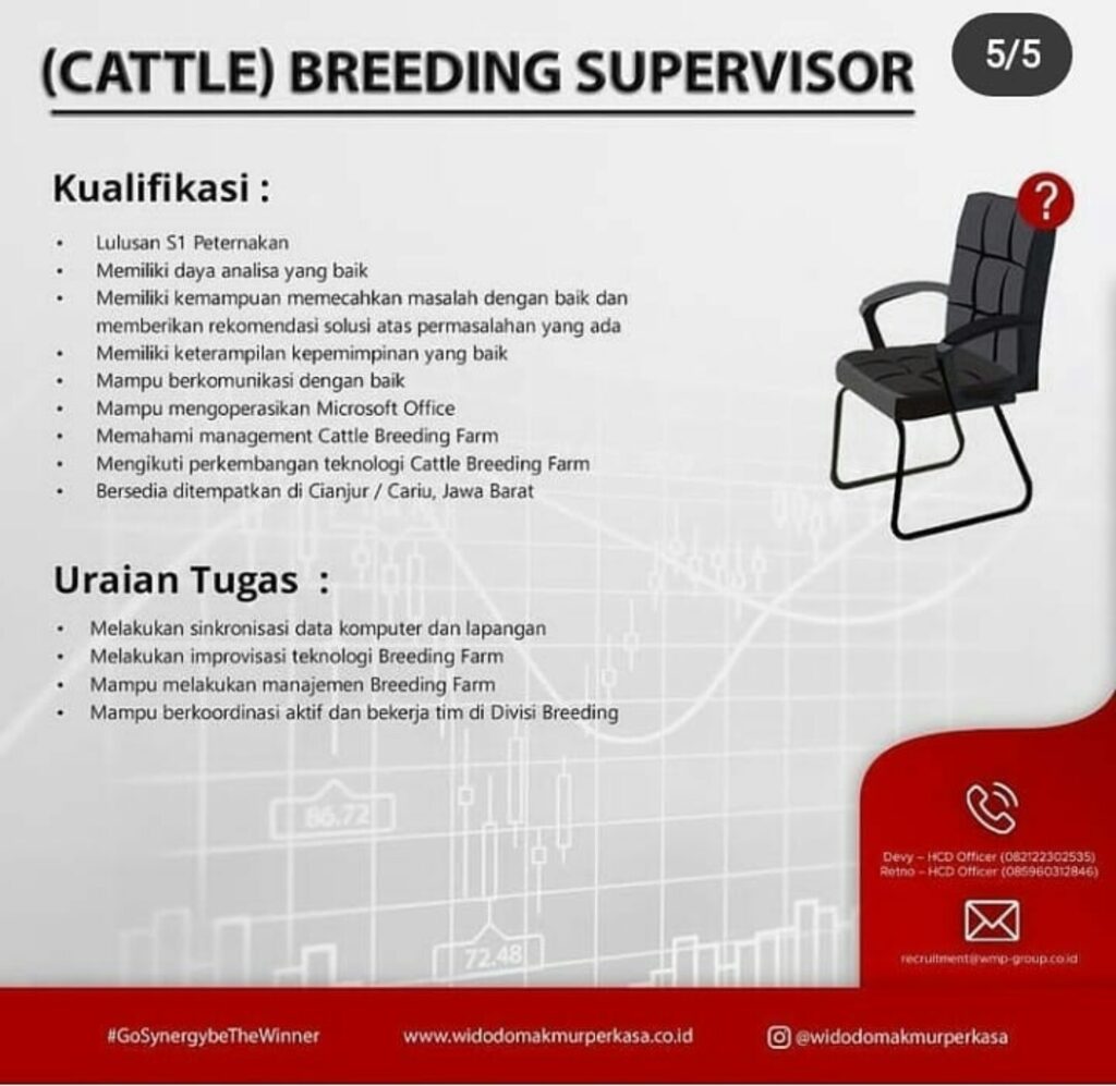 Lowongan Kerja (Cattle) Breeding Supervisor PT Widodo Makmur Perkasa – PB ISPI