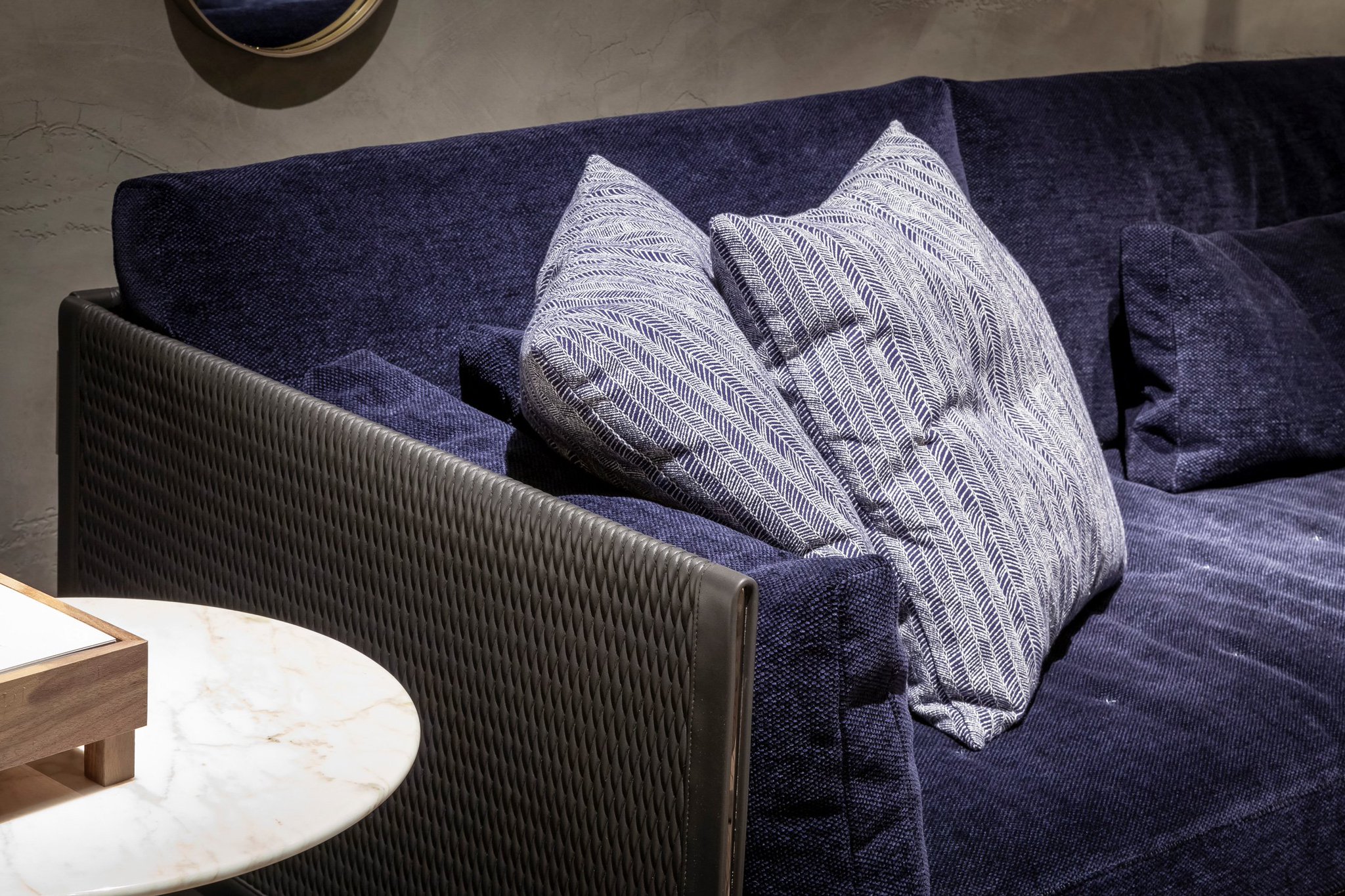 Poltrona Frau Twitter वर Along With The Leather Version Poltronafrau Presents The Clayton Sofa By Jeanmariemassaud In The New Exclusive Shine Fabrics The Black Iris Color Is A Combination Of Ultramarine Blue
