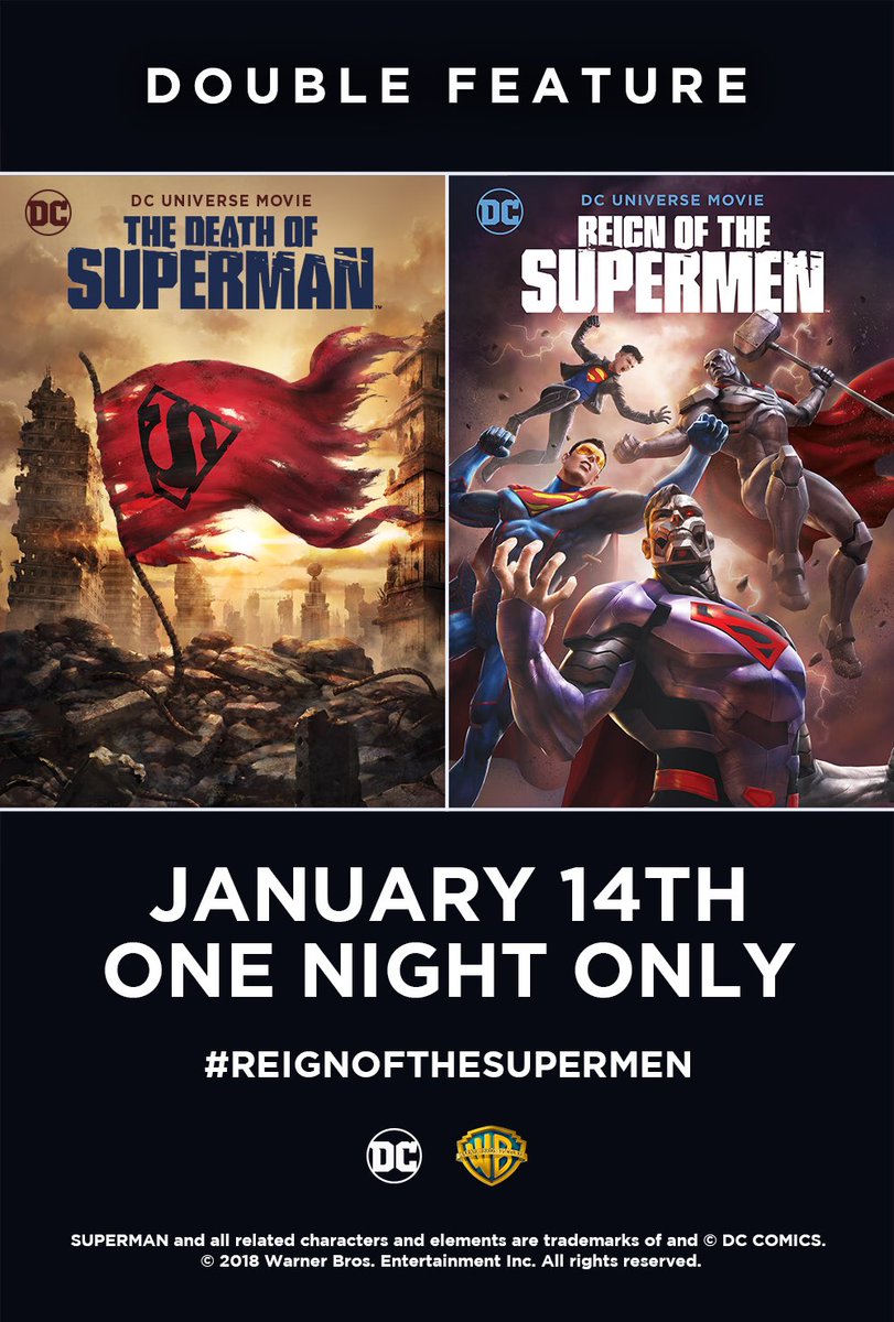 Dc World Auf Twitter The Death Of Superman And The Reign Of The Supermen Double Movie Event Is Coming To Selected Cinemas For One Night Only On Monday 14th January Watch The