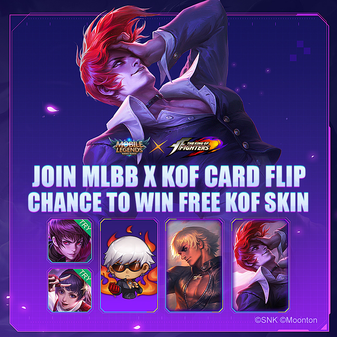 Mobile Legends Bang Bang Auf Twitter Mlbb X Kof Card Flip Event Is Available Now Join The Event And Clear All Levels To Get Permanent Battle Emote K Fire Master Or Permanent