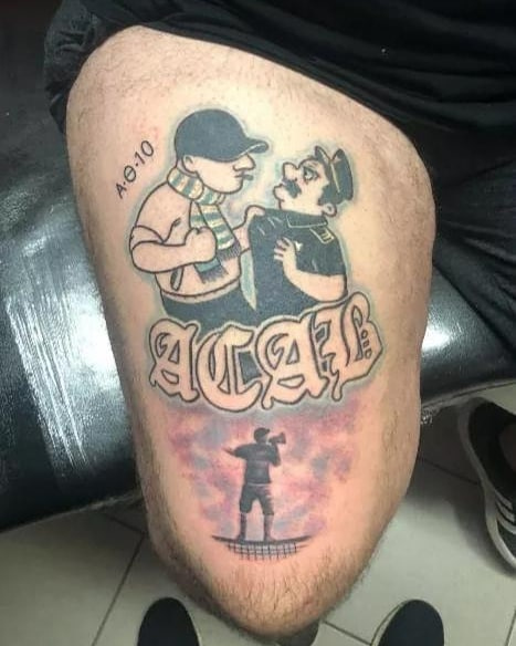 Pgwear Pe Twitter: „This Time A #Tattoo Inspired By #Pgwear Design From Greece, Photo By @Iraklis_Gruppo_Autonomo Which Club Is Number 1 In Greece?🇬🇷 #Pgwear #Onthestreet #Inthestadium #Ultrastattoo #Ultras #Ultrasworld #Ultrascene #Ultrascasuals #Acab # 584_x_467_jpg
