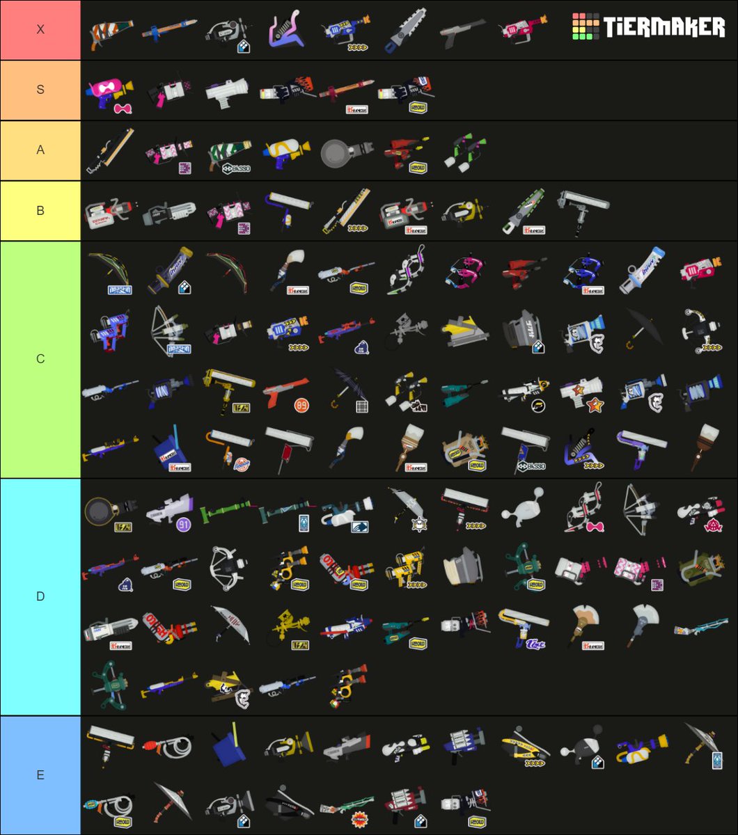 クリックス♪ on X: スプラトゥーン3 2024夏 ver8.0 現環境エリア武器Tier表です!! 同列は左から強い順です! 個人的な意見なので、異論は認めます!! t.coIu5VF7MGNy X
