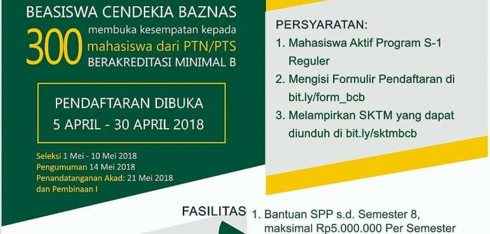Rekrutmen Beasiswa Cendikia Baznas