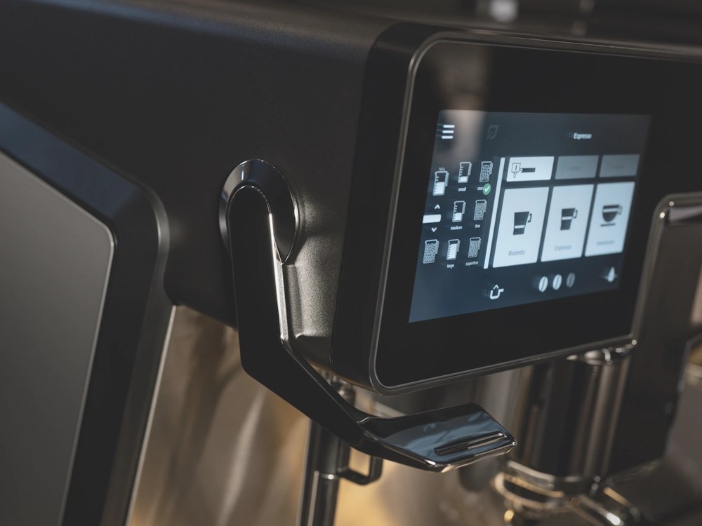 - Healthy Brew Hub Automatic milk functions on WMF machine screen.