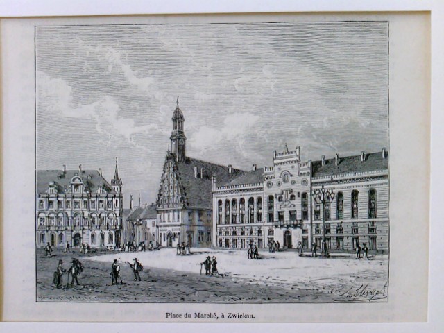 Place Du Marche A Zwickau Schone Historische Ansicht Des Marktplatzes Von Zwickau Der Von Etlichen Passanten Belebt Wird Ruckseitig Ebenfalls Bedruckt 1885 Kunst Nbsp Nbsp Grafik Nbsp Nbsp Poster Abc Versand E K