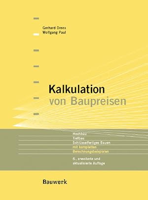 Gerhard Drees Kalkulation Baupreisen Abebooks