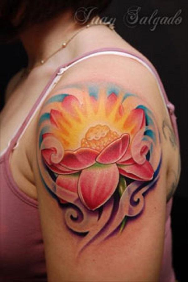 Pink Lotus Flower Tattoo In Blossom. The Center Part Of The Lotus Flower Is Shown To 901_x_600_jpg