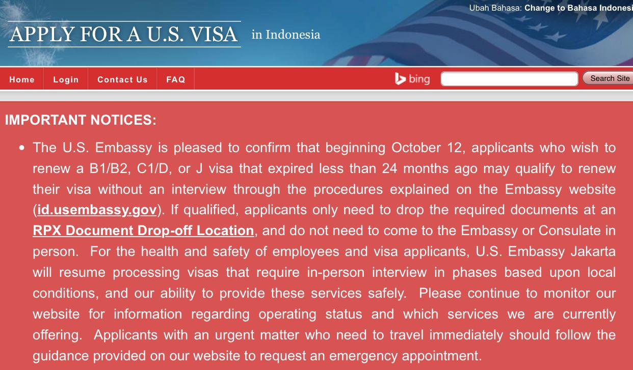 Perpanjang Visa Amerika Tanpa Wawancara Saat Pandemi, Ini Caranya! -  PinterPoin