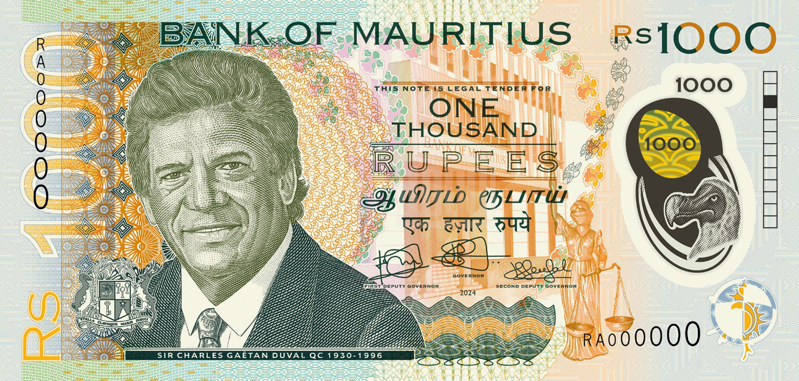 Mauritius Issues Upgraded 1,000 Rupees Banknote on Polymer - Keesing  Platform