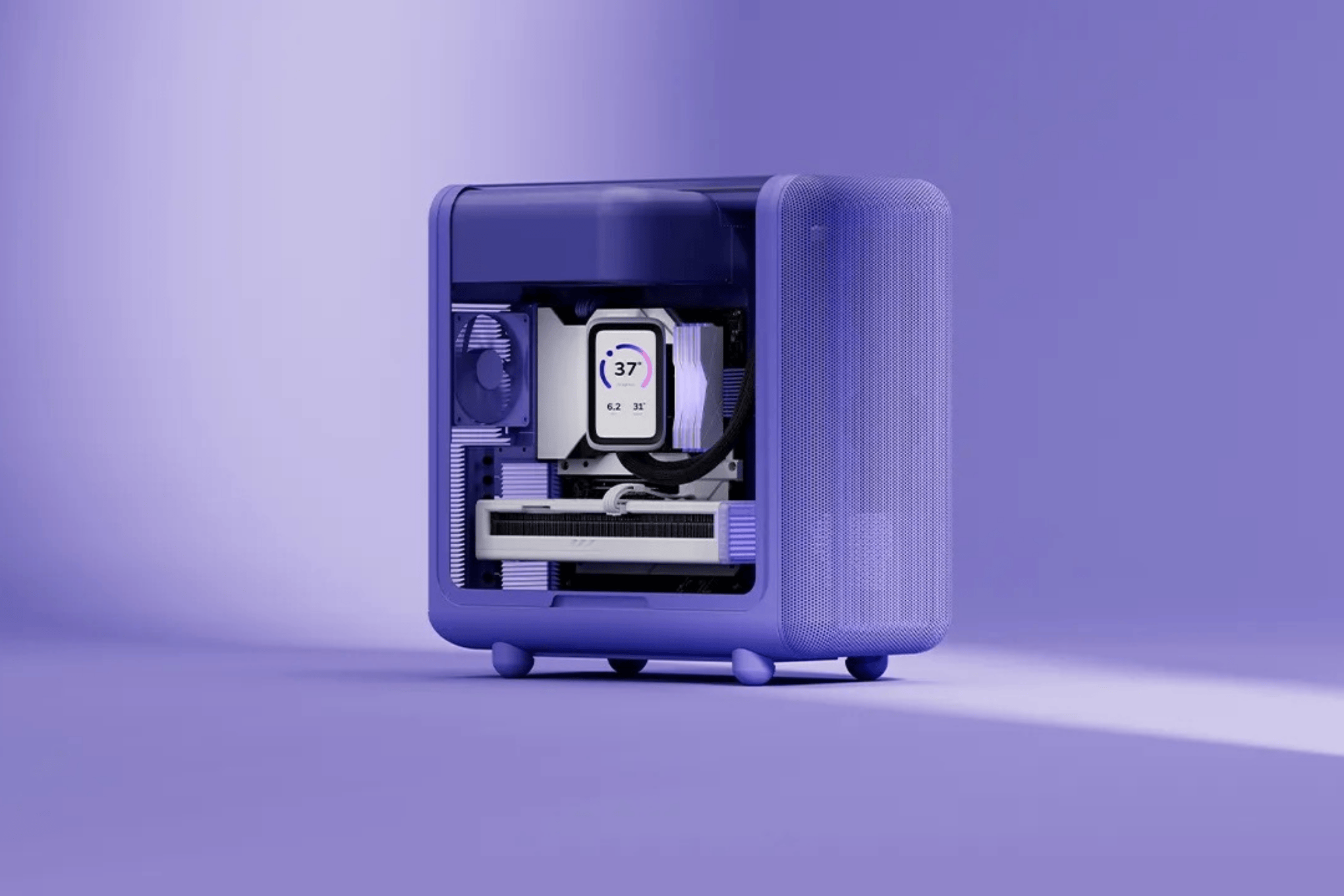 The colorful, unique Hyte X50 PC case is  off