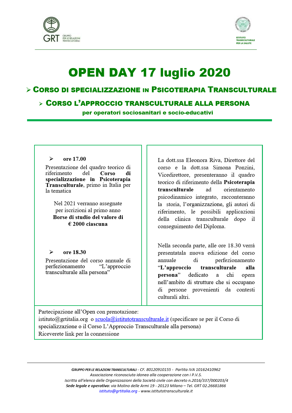 Open Day Del 17 Luglio 2020: Ore 17.00 Presentazione Del Nostro Corso Di Specializzazione In Psicoterapia Transculturale; Ore 18.30 Presentazione Del Corso Di Perfezionamento “L'approccio Transculturale Alla Persona”, Dal Sito Istitutotransculturale.it – 1403_x_992_png