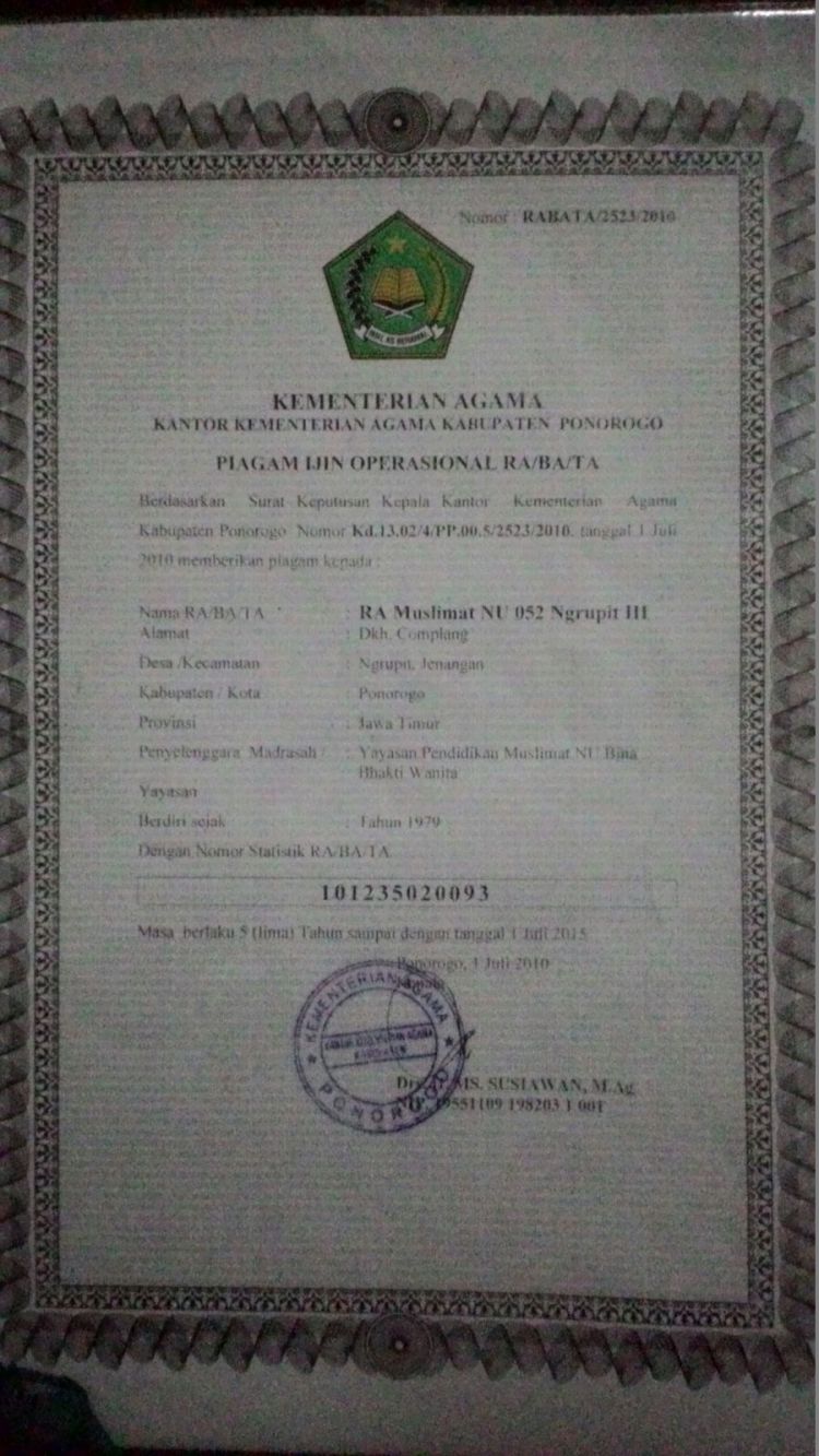 RA MUSLIMAT NU 052 NGRUPIT III
