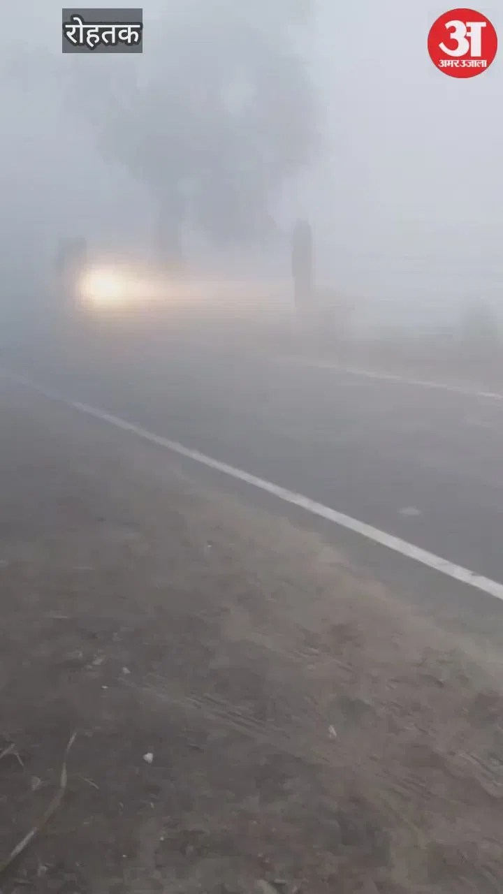रोहतक के सांपला में अधिक धुंध ने वाहनों की रफ्तार की धीमी  Latest Haryana News