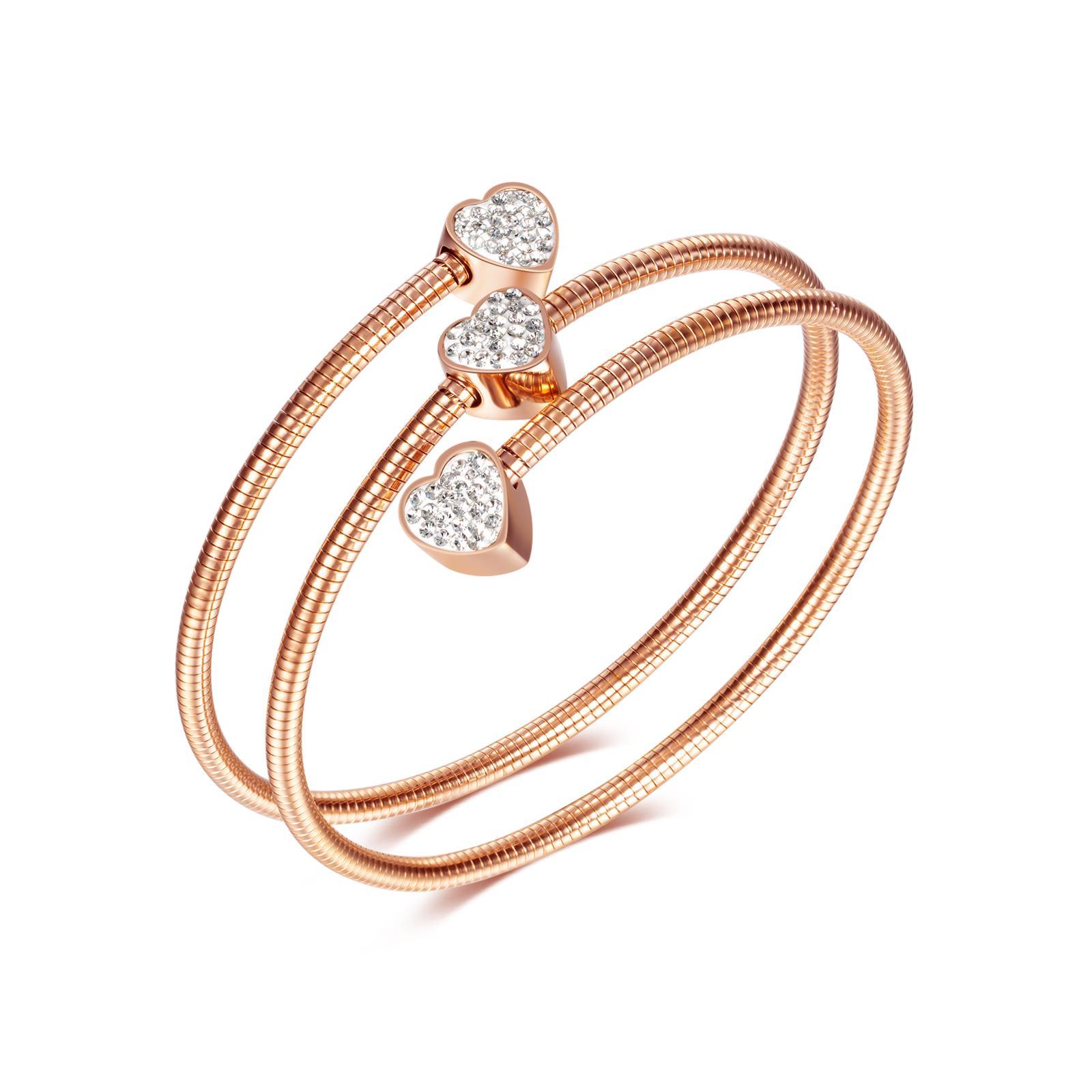 Charisse Triple Crystal Heart Rose Gold Bracelet - Pritzy Triple_crystal