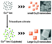 Large-scale synthesis of uniform Cu2O nanocubes with tunable sizes by  in-situ nucleation - CrystEngComm (RSC Publishing)
