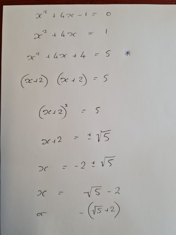 How To Solve X 2 4x 1 0 By Completing