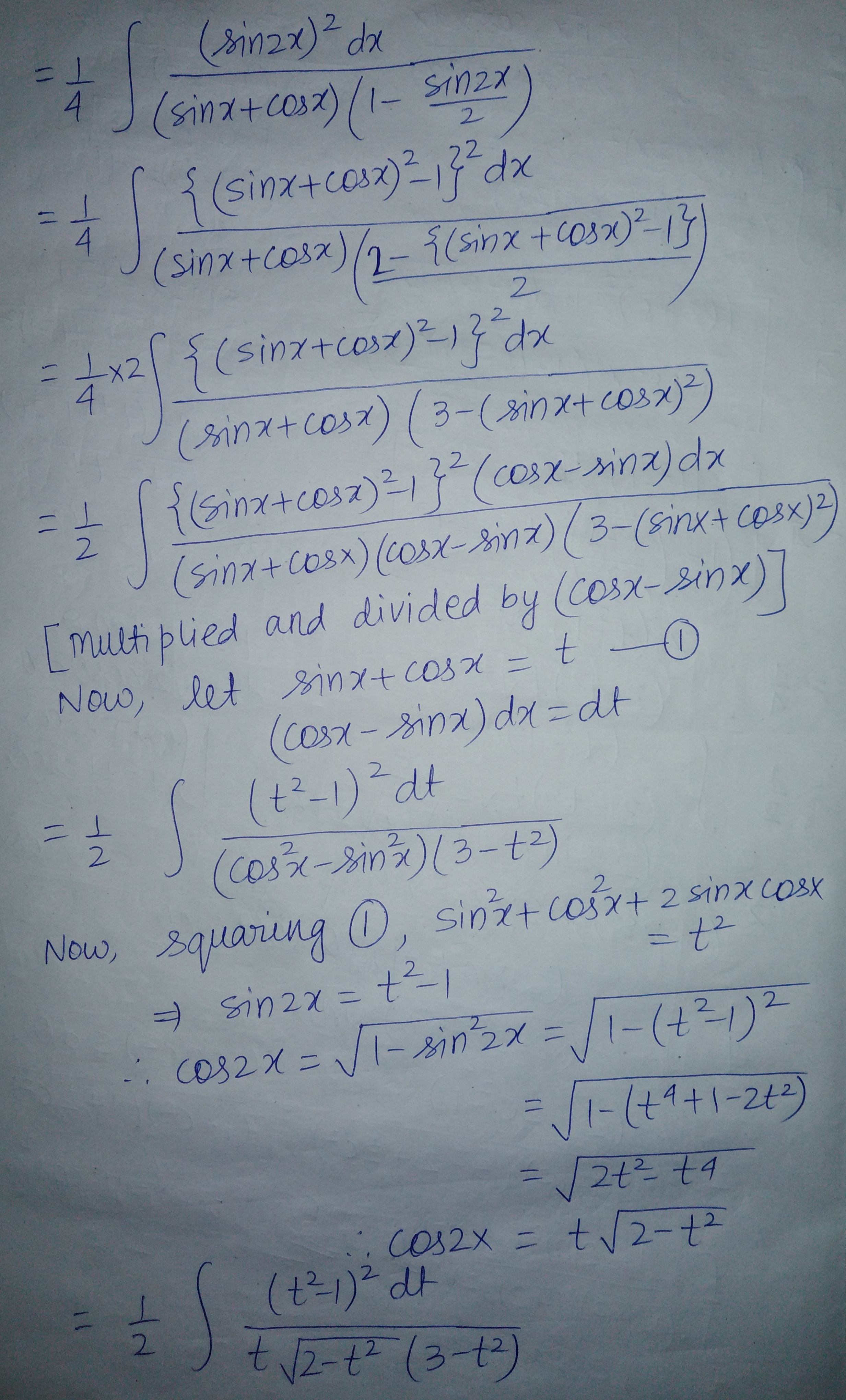 Soal: (Lim x→π/4) 4√2–(cosx+sinx) ^5/ (cosx–sinx) ^2, bagaimana proses  penyelesaiannya? - Quora