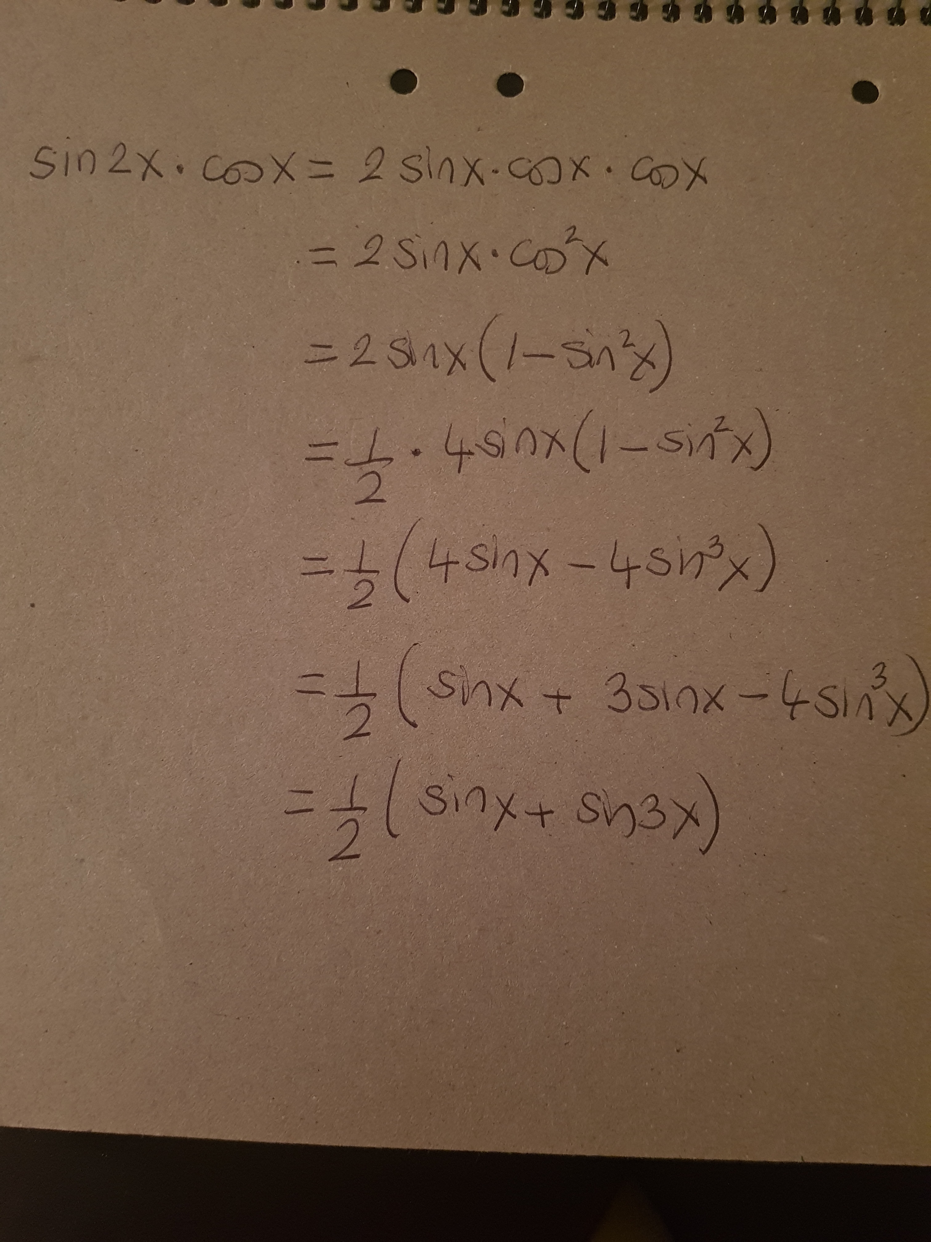 Bagaimana sin(2x) cos(x) menjadi 1/2 (sin(3x) +sin(x))? - Soal Matematika