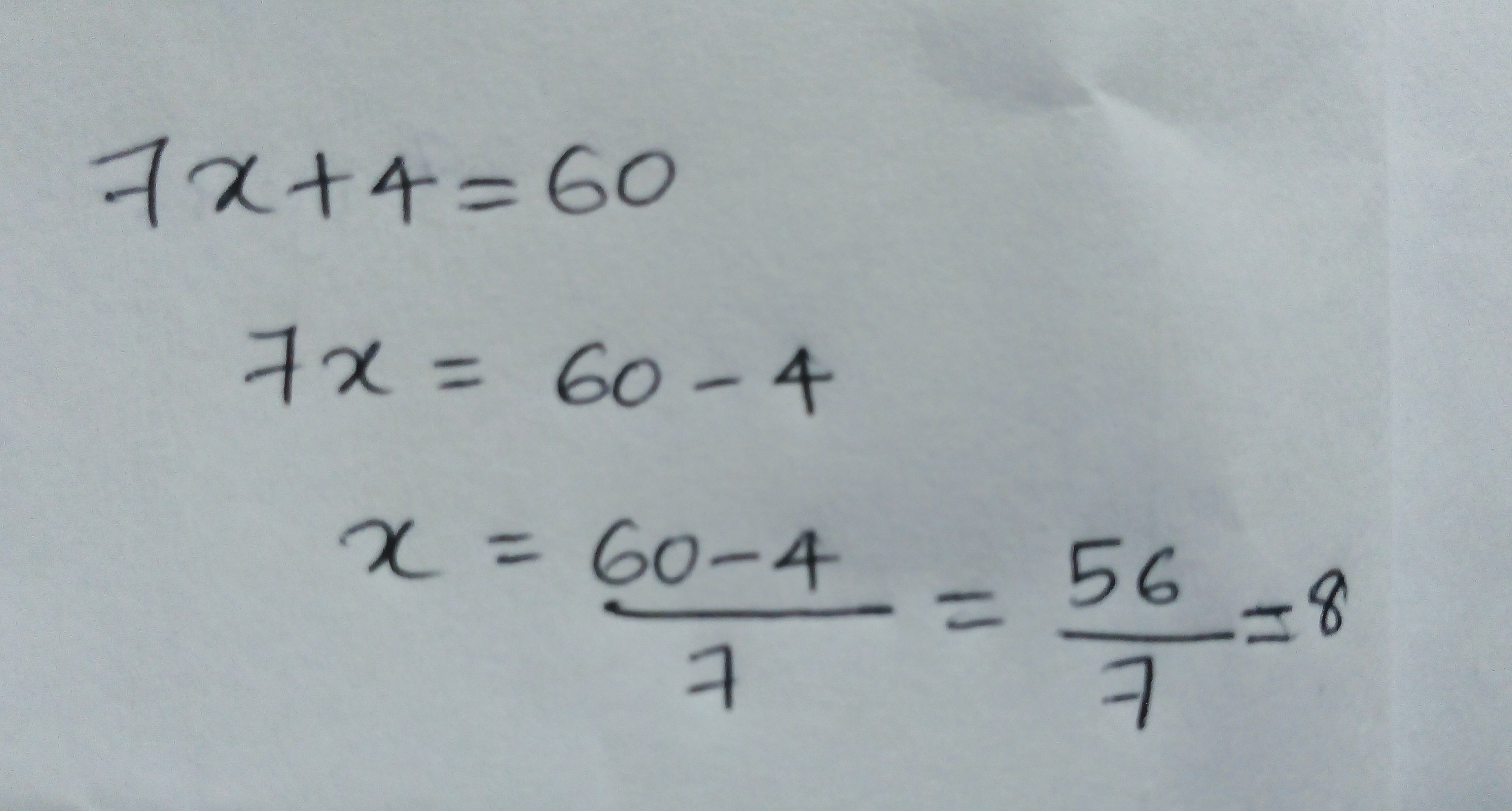 Jika 7X + 4 = 60, berapakah X? - Quora