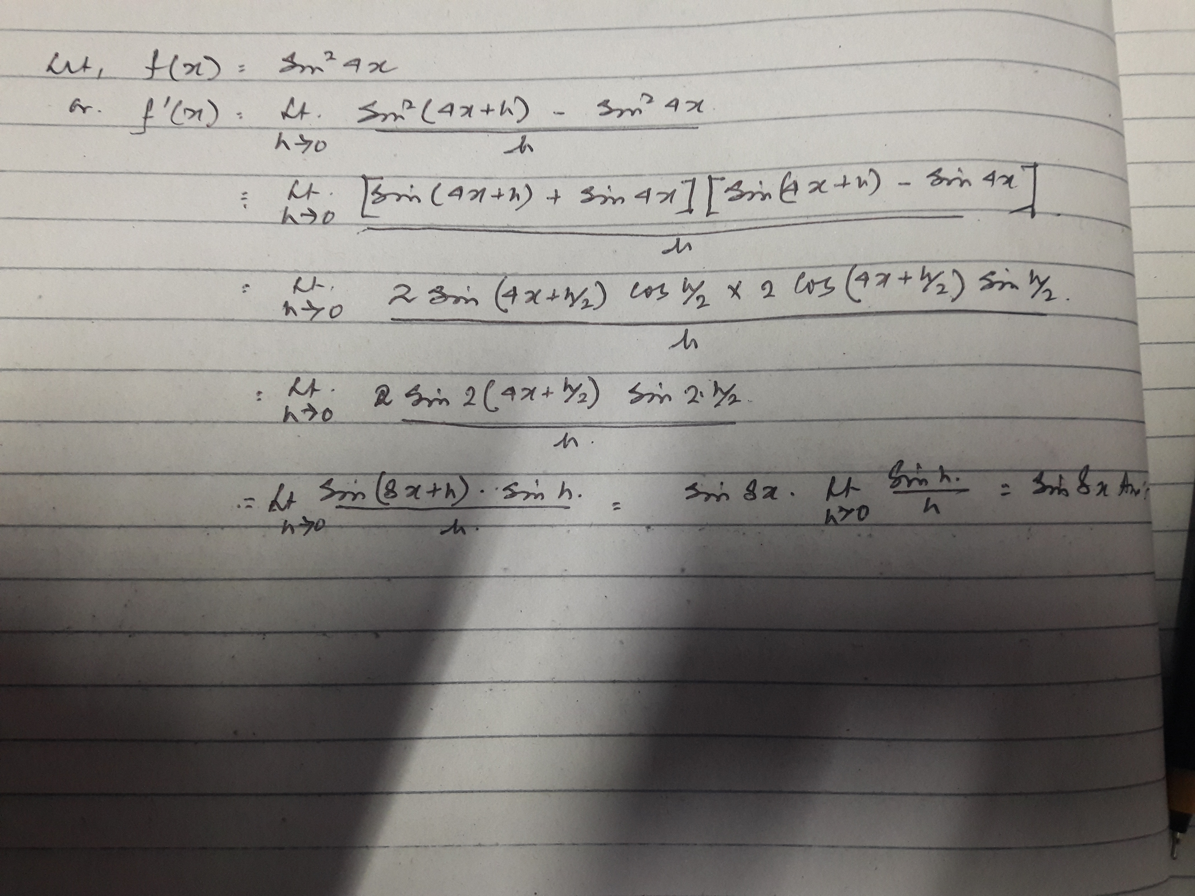 Berapakah turunan dari sin ^2(4x)? - Quora