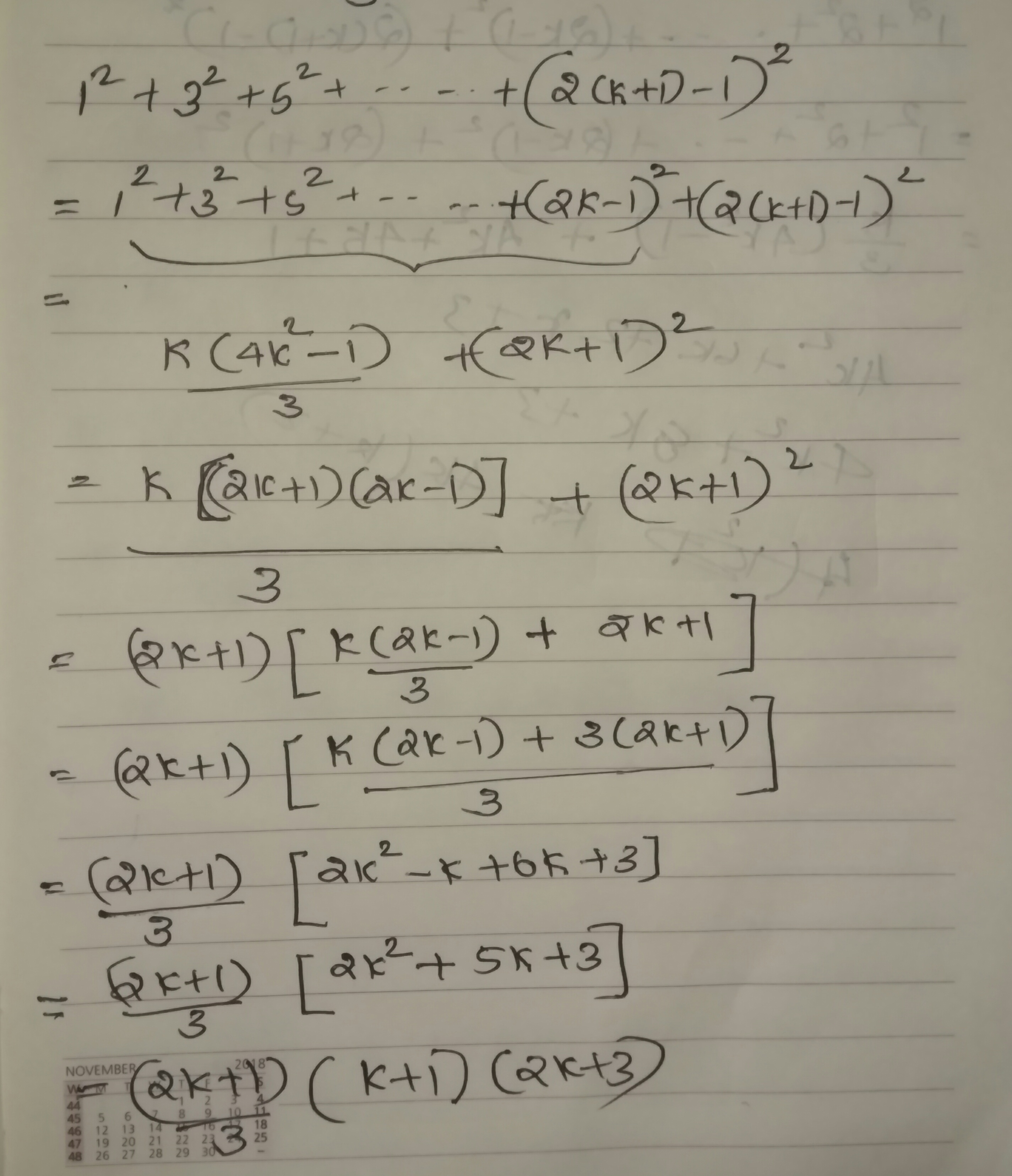 How to prove 1^2+3^2+5^2+…+ (2n-1)^2=n (4n^2+1)/3 by mathematical induction  - Quora