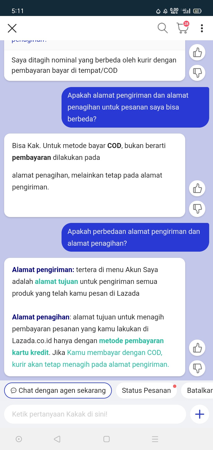 Adakah yang pernah pesan pakai COD di Lazada tapi alamat pengirimannya  berbeda dengan alamat penagihan? Apakah boleh membayar sewaktu barang  sampai di alamat pengiriman karena alamat penagihan salah? - Quora