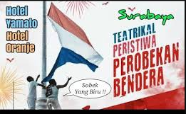 Mengapa ada yang mengira bendera Indonesia berasal dari bendera Belanda  yang dirobek birunya? Padahal Insiden Hotel Yamato Surabaya itu terjadi  September 1945, sebulan sesudah pengibaran bendera Merah Putih pada  Proklamasi Kemerdekaan Agustus