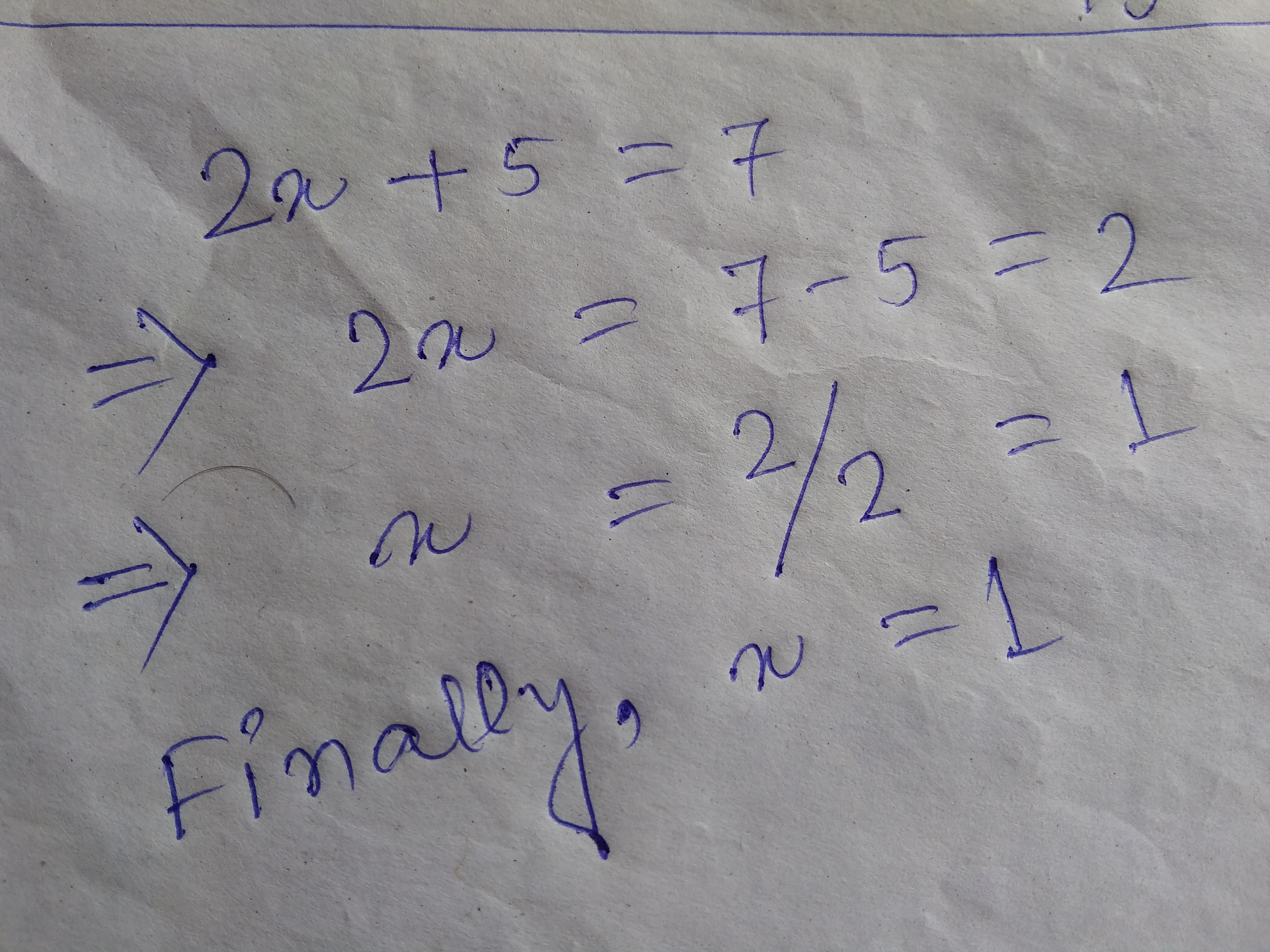 What is the solution of 2x+5=7? - Quora