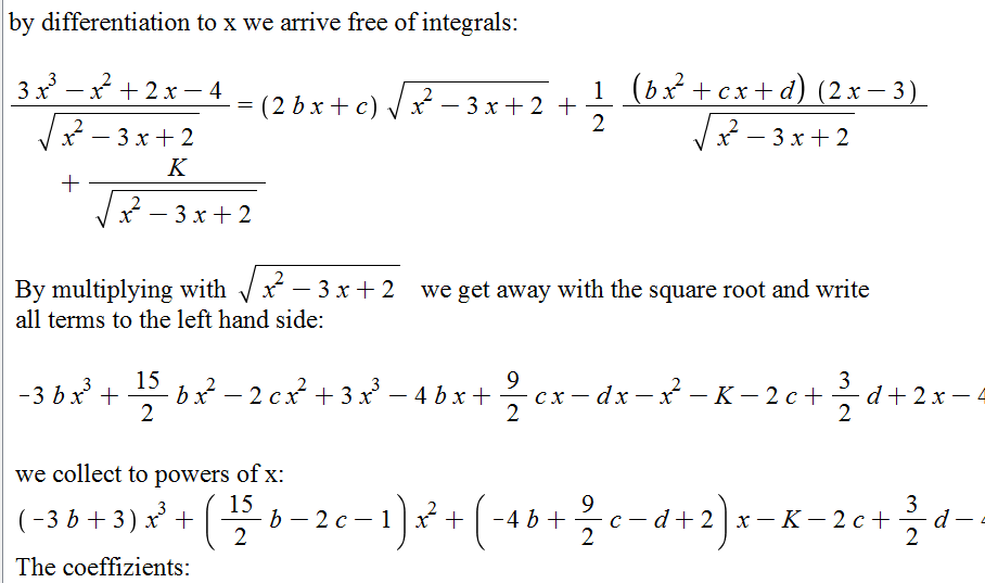 Berapa integral dari (3x³ - x² + 2x - 4) /✓ (x² - 3x + 2) jika batas atas  adalah 1 dan batas bawah adalah 0? - Quora