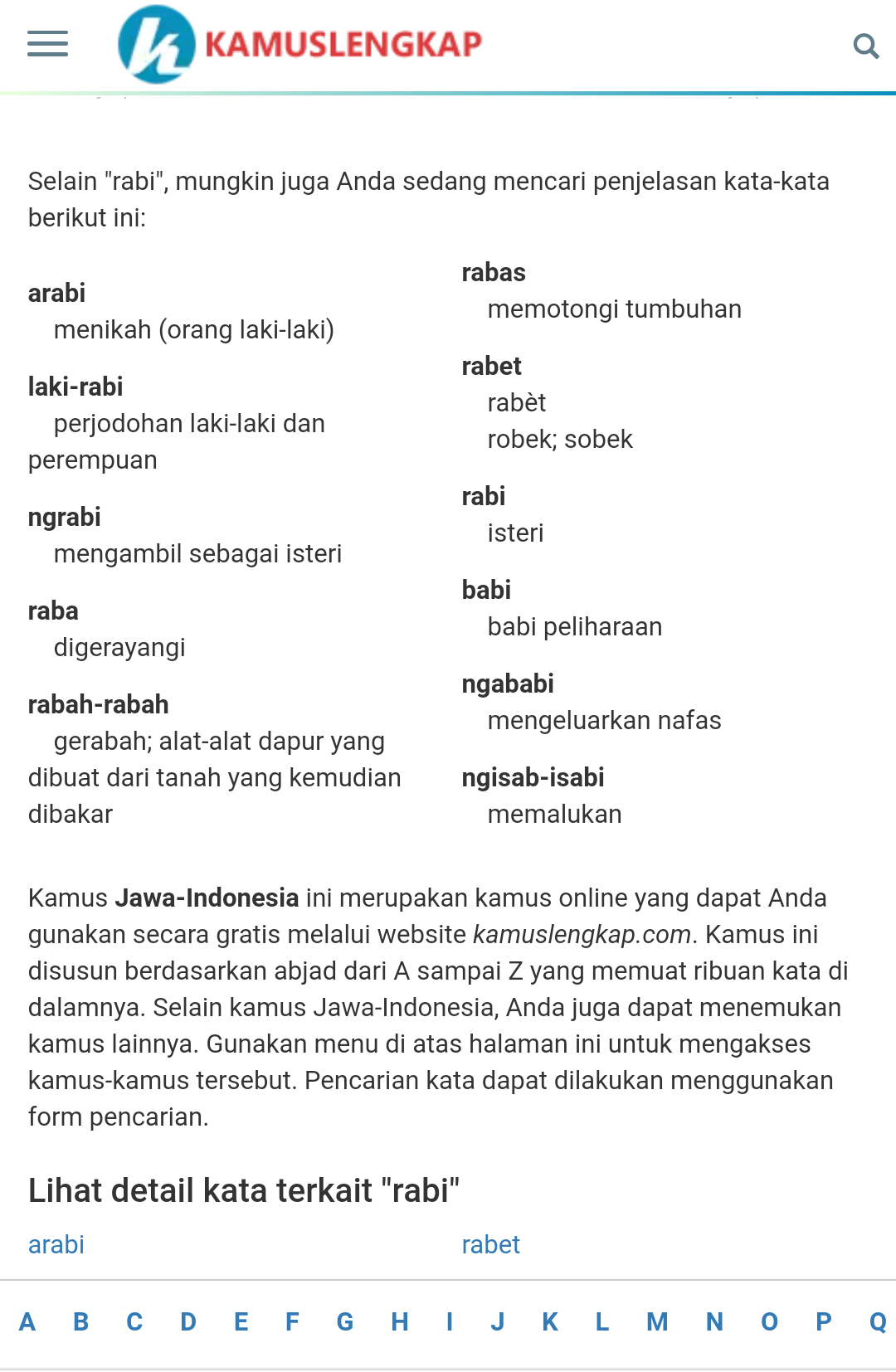 Apa arti kata &lsquo;rabi&rsquo; dalam bahasa Jawa? - Quora