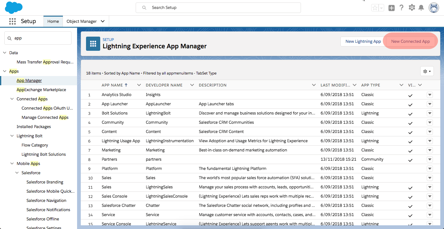 connected app in salesforce