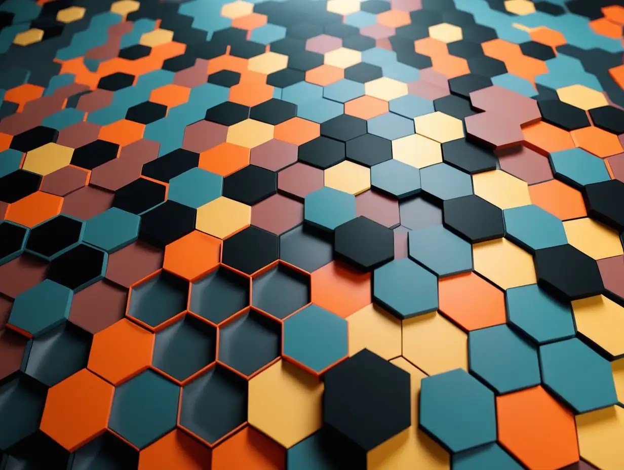 Vibrant Hexagonal Patterns in Geometric Art | MUSE AI Hexagons art