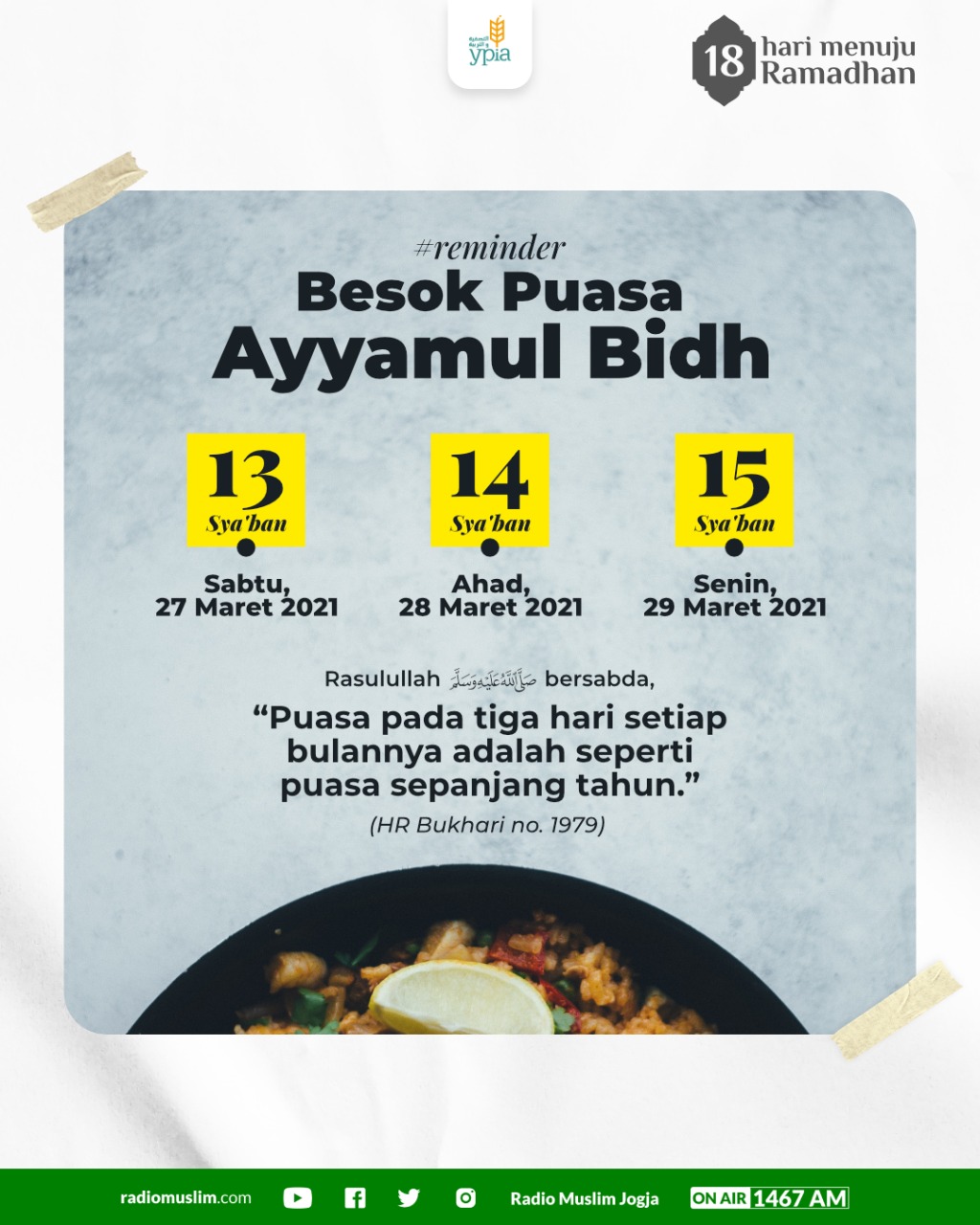 Besok Puasa Ayyamul Bidh | Radio Muslim Jogja