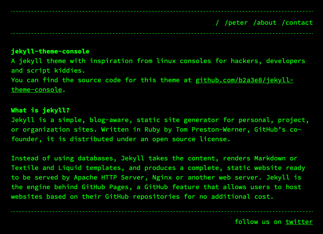 GitHub - b2a3e8jekyll-theme-console: A jekyll theme inspired by linux  consoles for hackers, developers and script kiddies.