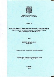 PENGARUH KINERJA KEUANGAN TERHADAP PERTUMBUHAN EKONOMI KOTA/KABUPATEN DI  SUMATERA BARAT DALAM ERA OTONOMI DAERAH - Document Repository Universitas  Andalas