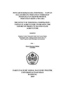 PENGARUH KERJASAMA INDONESIA – TAIWAN DALAM BIDANG PERTANIAN TERHADAP  PENINGKATAN EKSPOR PRODUK PERTANIAN KEDUA NEGARA - repo unpas