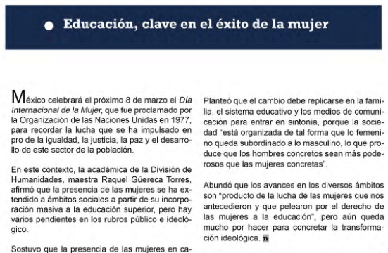 Educación, clave en el éxito de la mujer