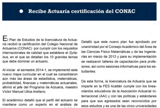 Certificación en Actuaría Certificación en Actuaría