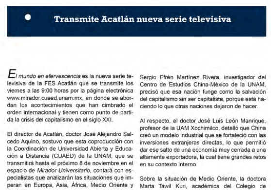 Nueva serie televisiva de Acatlán