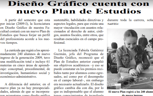 Nuevo plan de estudios para Diseño Gráfico Nuevo plan de estudios para Diseño Gráfico