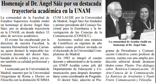 Homenaje al Dr. Ángel Sáiz