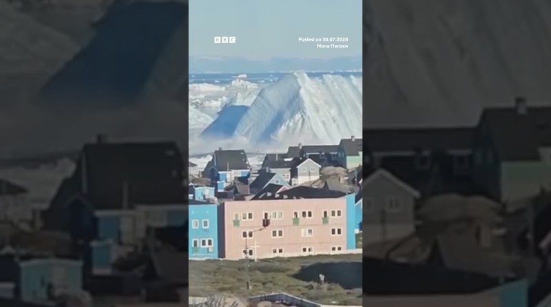 Huge iceberg turns over off the coast of Greenland. #BBCNews