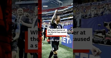 Why has a banner at the World Cup caused a stir? #Argentina #Falklands #BBCNews