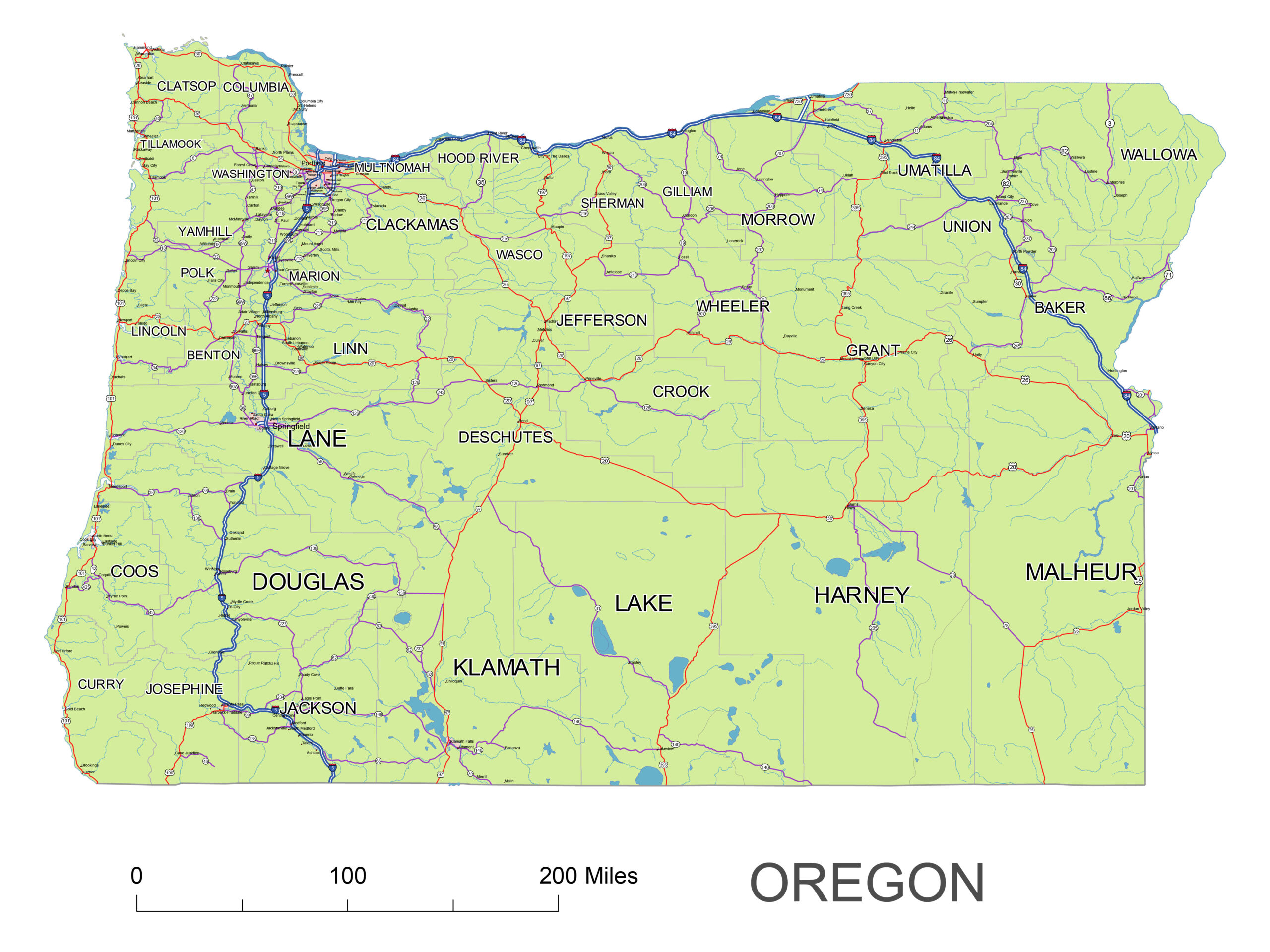Map Of Oregon Printable