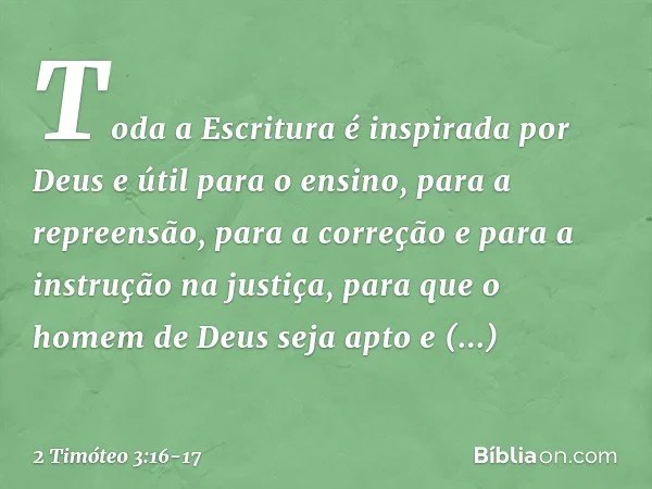 2 Timoteo 3 16 17 Toda Escritura E Inspirada Por Deus Biblia